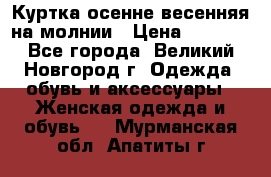 Куртка осенне-весенняя на молнии › Цена ­ 1 000 - Все города, Великий Новгород г. Одежда, обувь и аксессуары » Женская одежда и обувь   . Мурманская обл.,Апатиты г.